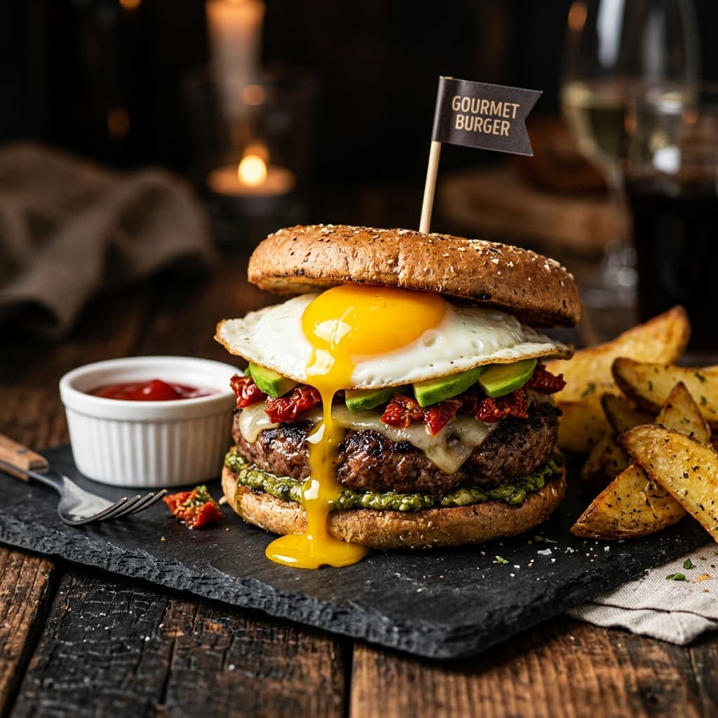 Runny Egg & Avocado Burger