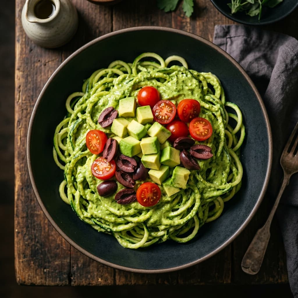 Creamy Avocado & Pesto Zoodles